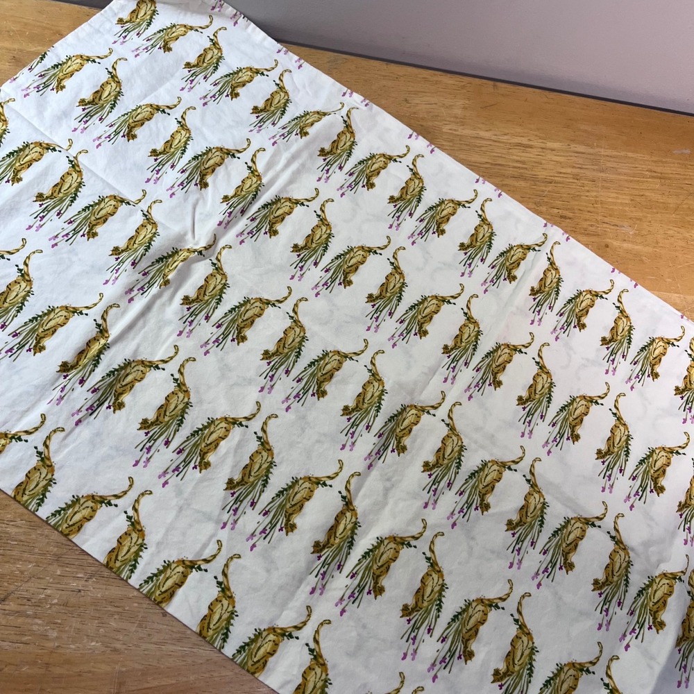 Opalhouse Pillowcase King White Gold Purple Leopard Lavender Embroidered Trim